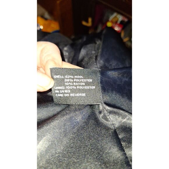 A Guess Women's Black Pea Coat Wool Blend Toggle Front Retro Nautical Y2K M - Picture 10 of 10